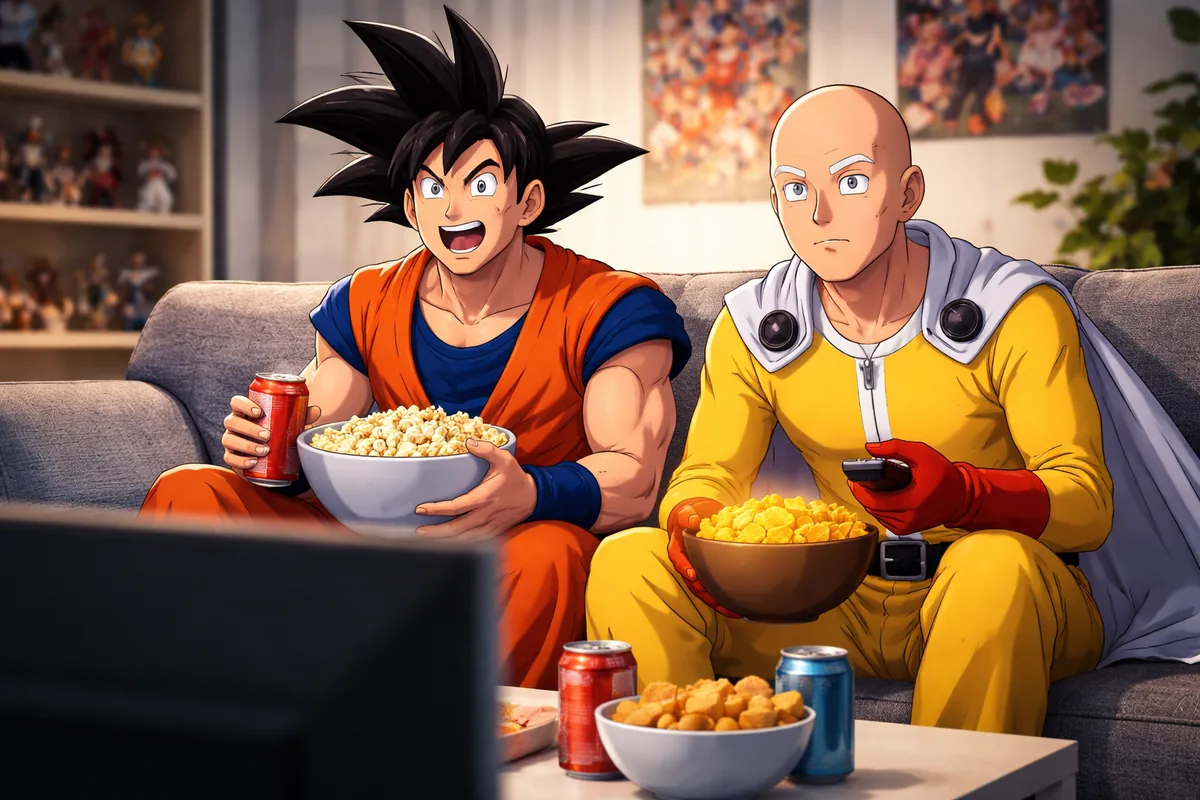 Comment Goku et Saitama se comportent-ils dans des contextes de streaming d'anime ?